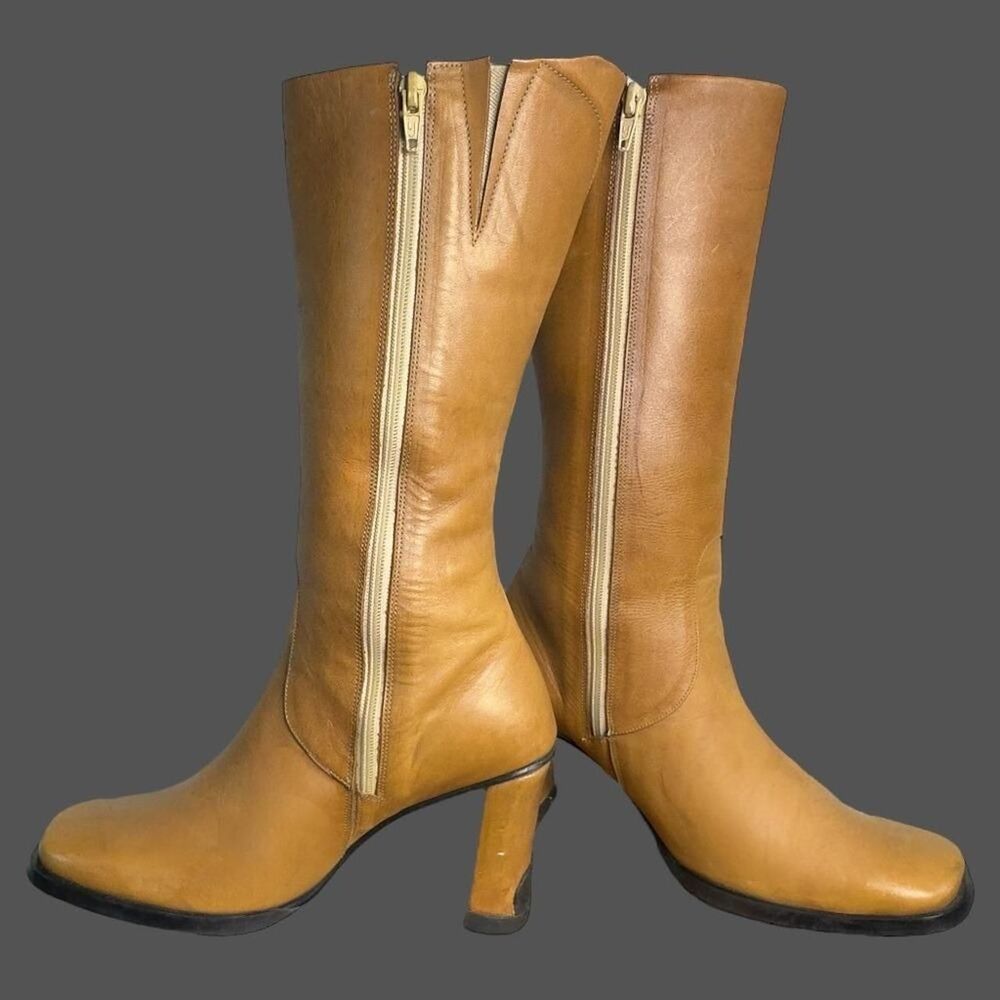 70's Viley Italian Leather Tan Boots EU 37 - Picture 3 of 8
